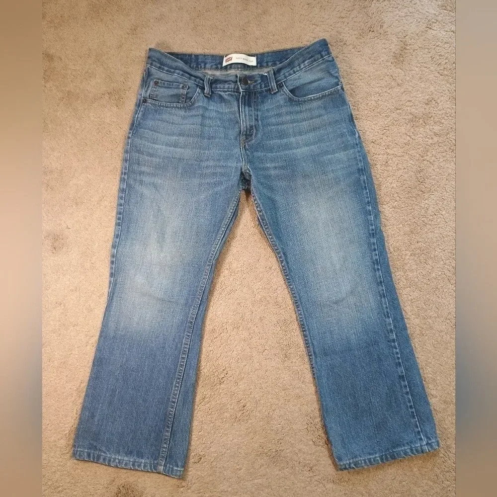 Levis 527‎ Slim Bootcut Mens Jeans Medium Wash Blue Denim 30x25